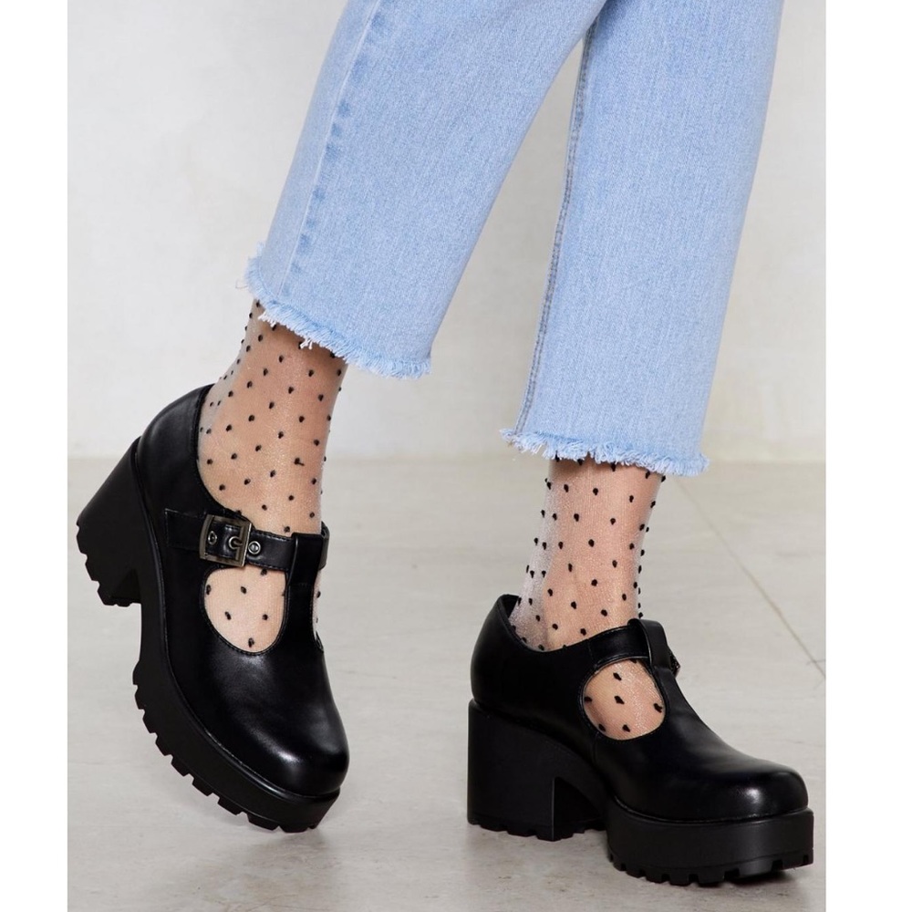 Nasty Gal Chunky T Strap Platform Mary Janes Size 8
